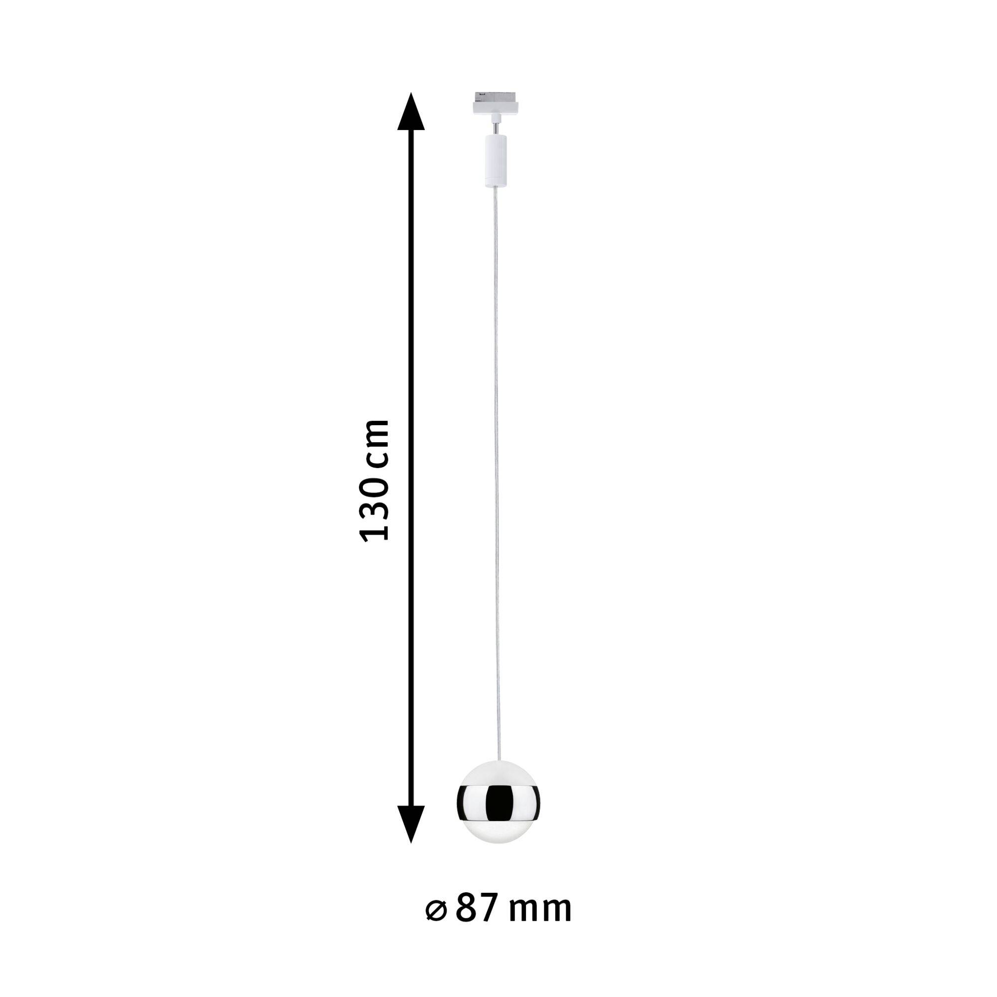 Hängelampe mit einer Gesamthöhe von 130 cm und einem Durchmesser von 87 mm.