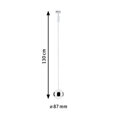 Hängelampe mit einer Gesamthöhe von 130 cm und einem Durchmesser von 87 mm.