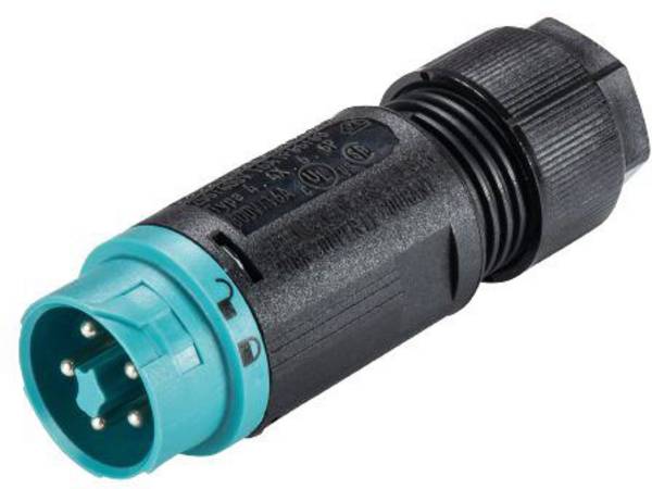 Wieland Electric 46.052.4553.6 Rundstecker Stecker, gerade Gesamtpolzahl: 4 + PE Serie (Rundsteckverbinder): RST® MINI 1 St.