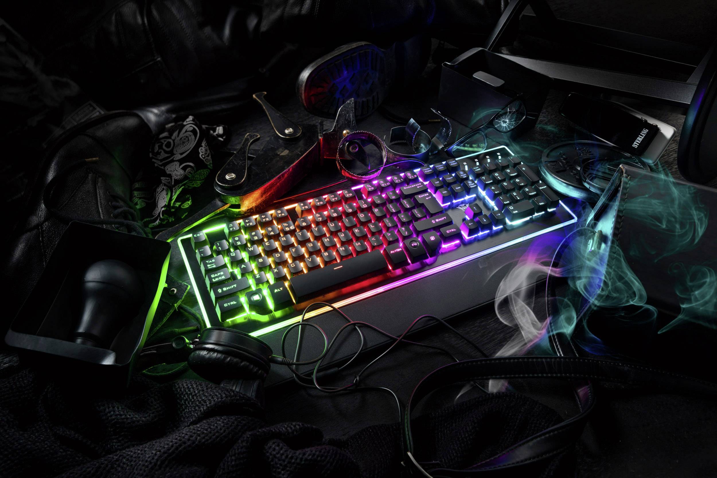 Trust GXT 860 Thura Semi-Mechanical USB Gaming-Tastatur Deutsch, QWERTZ Schwarz Beleuchtet, Handballenauflage-4