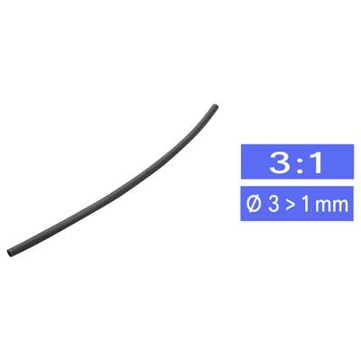 TRU COMPONENTS 1564565 Schrumpfschlauch ohne Kleber Schwarz 3 mm 1 mm Schrumpfrate:3:1 Meterware-0