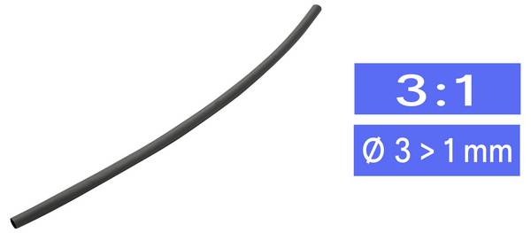 TRU COMPONENTS 1564565 Schrumpfschlauch ohne Kleber Schwarz 3 mm 1 mm Schrumpfrate:3:1 Meterware