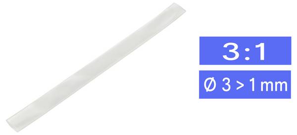TRU COMPONENTS 1564566 Schrumpfschlauch ohne Kleber Klar 3 mm 1 mm Schrumpfrate:3:1 Meterware