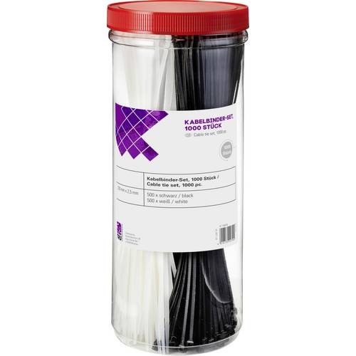 TRU COMPONENTS 1566535 28530c209 Kabelbinder 200 mm 2.50 mm Schwarz, Natur 1000 St.