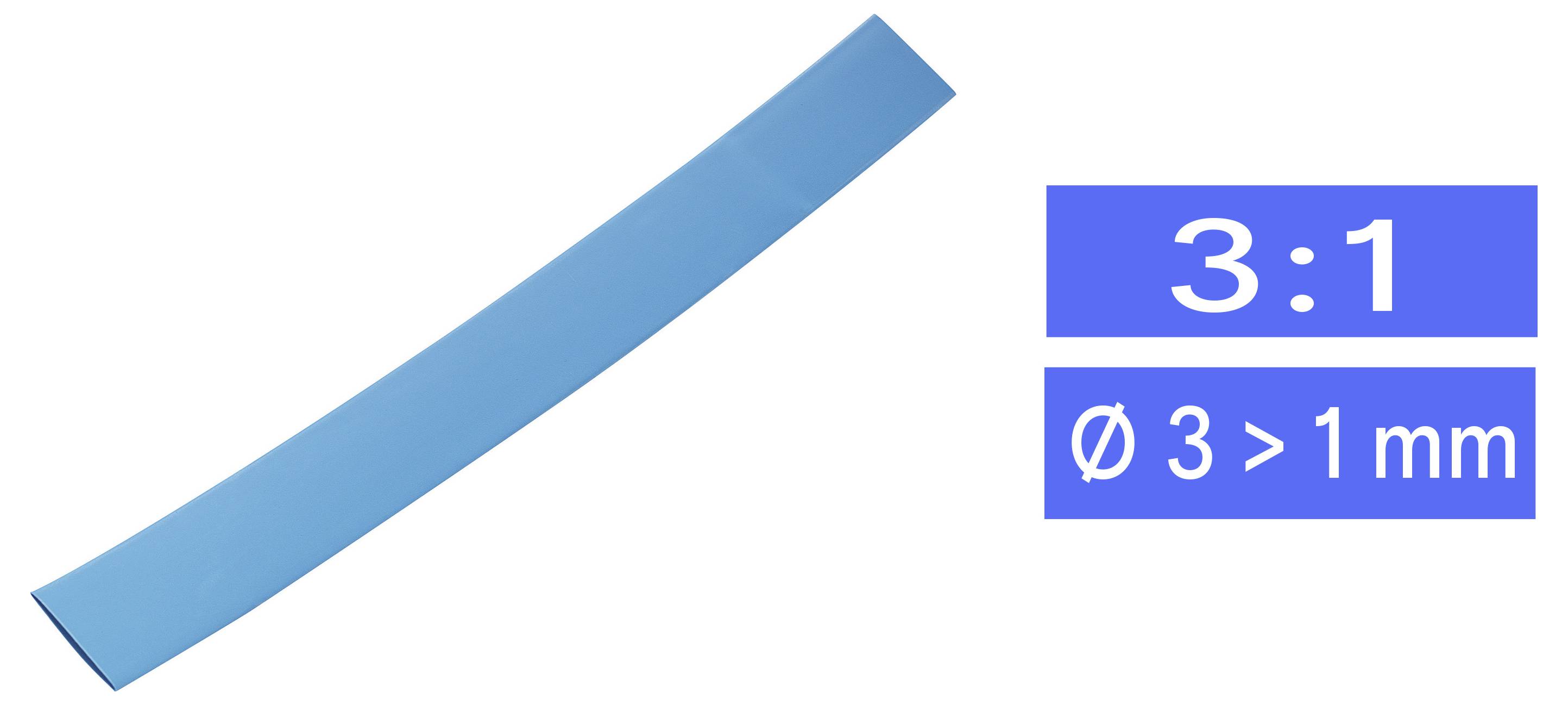 TRU COMPONENTS 1570281 Schrumpfschlauch ohne Kleber Blau 3 mm 1 mm Schrumpfrate:3:1 Meterware-0