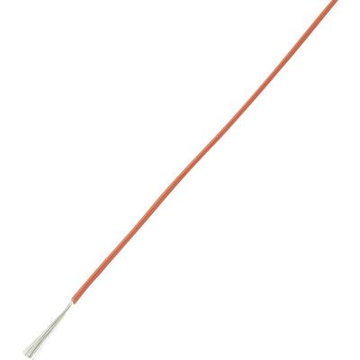 Ein oranges, isoliertes Kabel mit freiliegenden Kupferdrähten an einem Ende.
