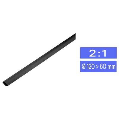 TRU COMPONENTS 1225440 Schrumpfschlauch ohne Kleber Schwarz 120 mm 60 mm Schrumpfrate:2:1 Meterware-0