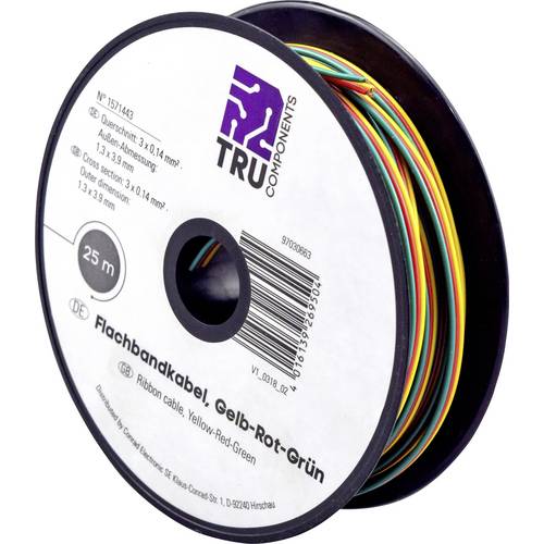 TRU COMPONENTS 1571443 Litze 3 x 0.14 mm² Gelb, Rot, Grün 25 m