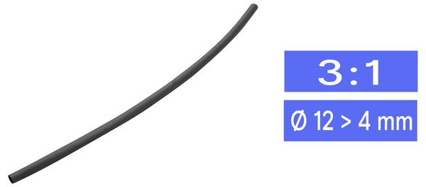 TRU COMPONENTS 1571483 Schrumpfschlauch ohne Kleber Schwarz 12 mm 4 mm Schrumpfrate:3:1 Meterware