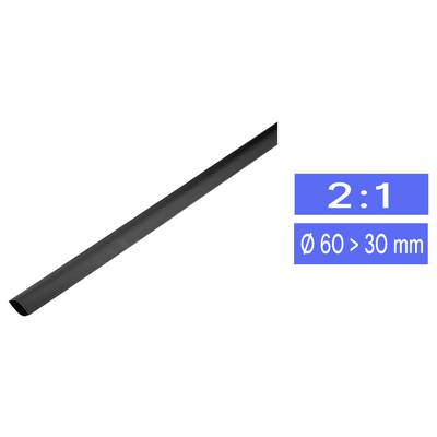TRU COMPONENTS 1225437 Schrumpfschlauch ohne Kleber Schwarz 60 mm 30 mm Schrumpfrate:2:1 Meterware-0