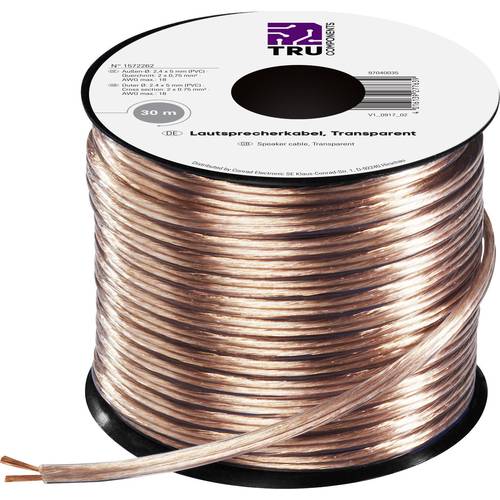 TRU COMPONENTS 1572262 Lautsprecherkabel 2 x 0.75 mm² Transparent 30 m