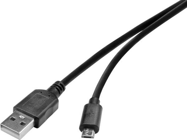 Renkforce USB-Kabel USB 2.0 USB-A Stecker, USB-Micro-B Stecker 3.00 m Schwarz vergoldete Steckkontakte RF-4724427