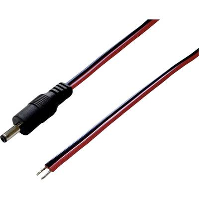 'Ladekabel-Adapter mit schwarzem und rotem Draht; linker Teil ein rundes Steckverbindungsende; rechter Teil offene Drahtenden.'