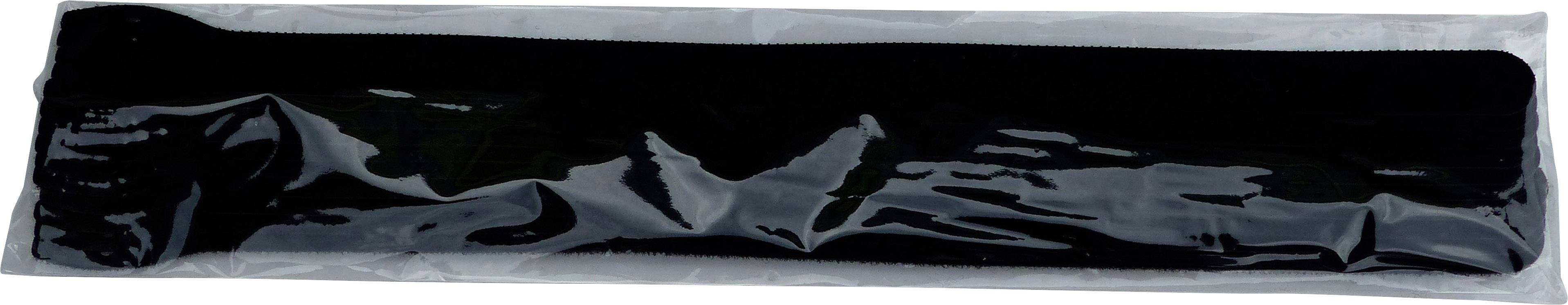 Eine schwarze, rechteckige Kunststoffverpackung mit gewelltem Rand, innen scheint ein länglicher Gegenstand verpackt zu sein.