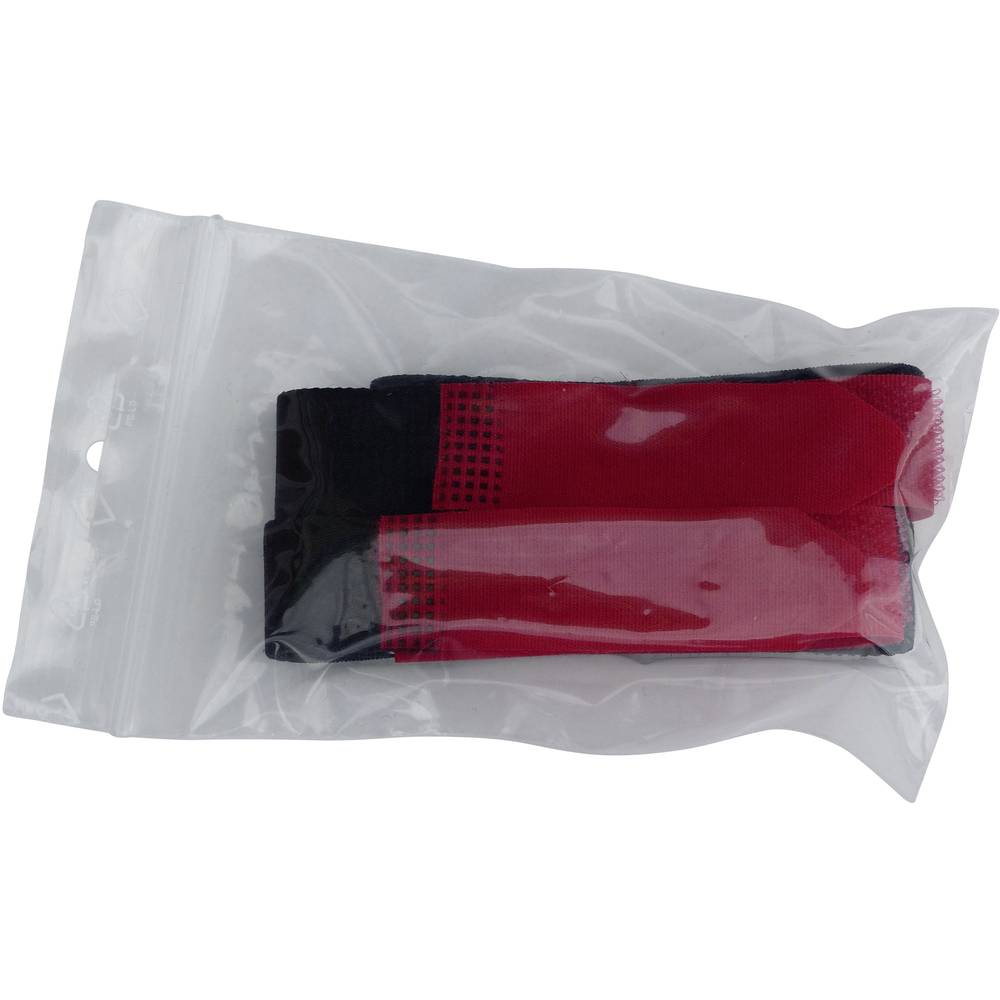 TRU Components Klittenband met riem Haak- en lusdeel (l x b) 400 mm x 20 mm Rood-zwart 2 stuks