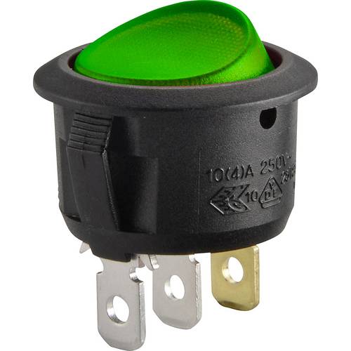 TRU COMPONENTS TC-R13-208B-02 Wippschalter 12 V/DC 20 A 1 x Aus/Ein Leuchtfarben: Grün rastend 1 St.