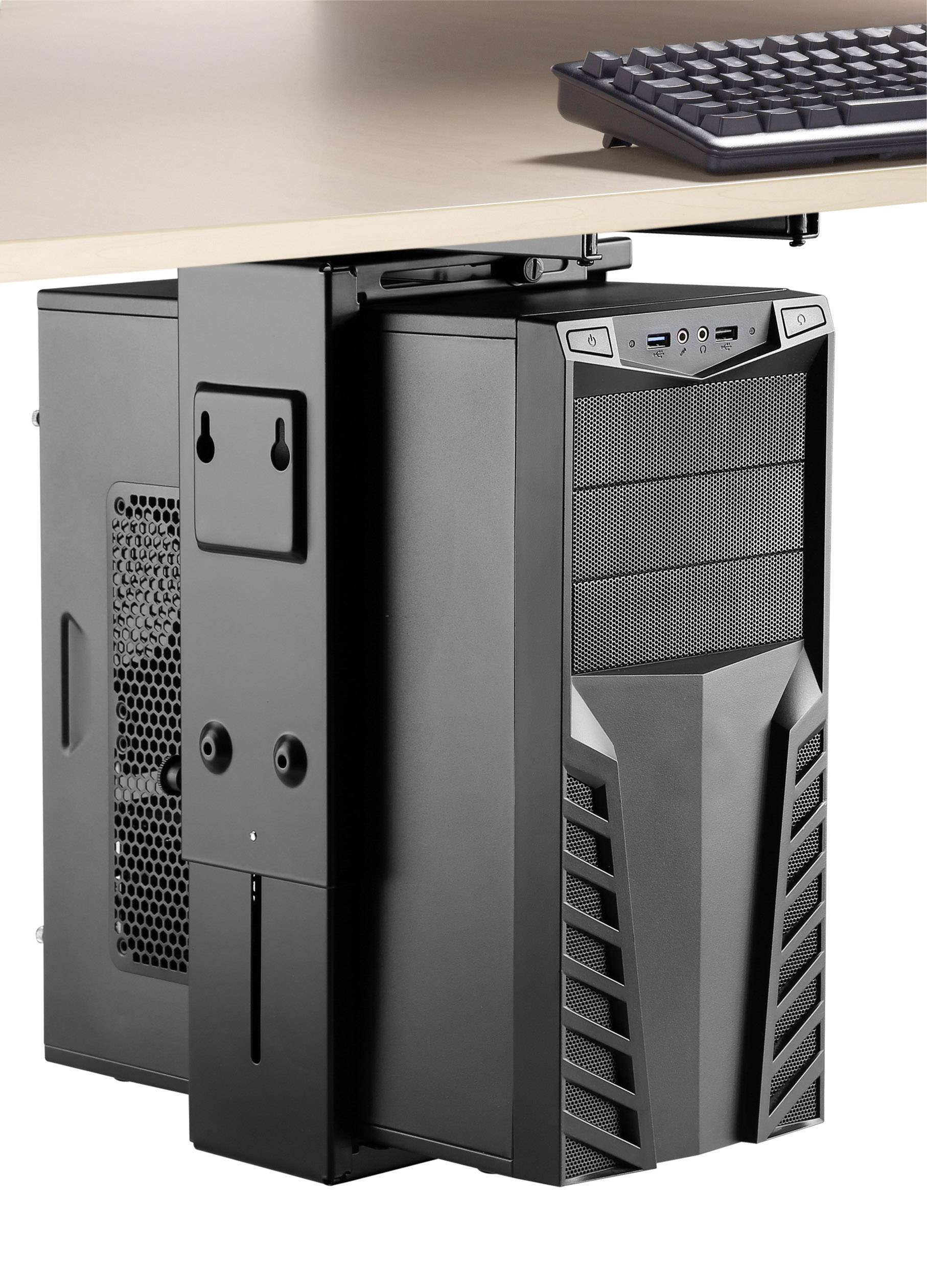 Supporto Per Pc Speaka Professional Sottotavolo, Verticale Sp-6353552 Nero Carico Massimo Fino A=10 Kg