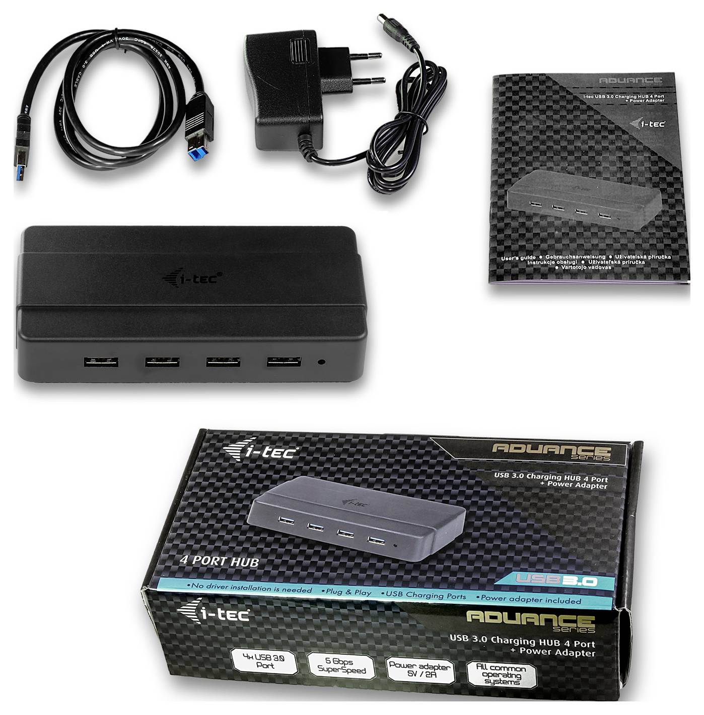 i-tec U3HUB445 USB-Hub 4 Port USB-A USB 3.2 Gen1 5 GBit/s Schwarz USB 3.0 Charging HUB 4 Port + Power Adapter-6