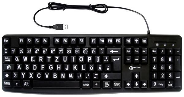 Geemarc KBSV3_BLK_GE USB Tastatur Deutsch, QWERTZ Schwarz Extragroße Tasten