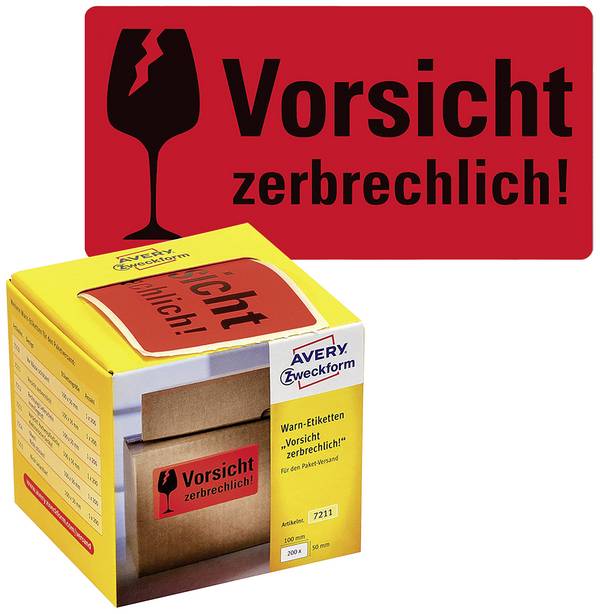 Avery-Zweckform 7211 Warnetiketten 100 x 50 mm Papier Neonrot 200 St. Permanent haftend
