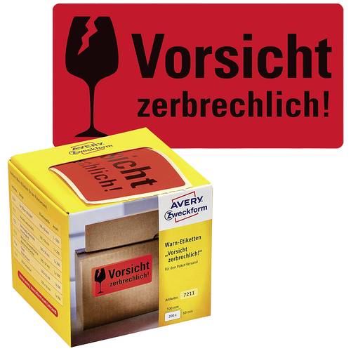 Avery-Zweckform 7211 Warnetiketten 100 x 50 mm Papier Neonrot 200 St. Permanent haftend