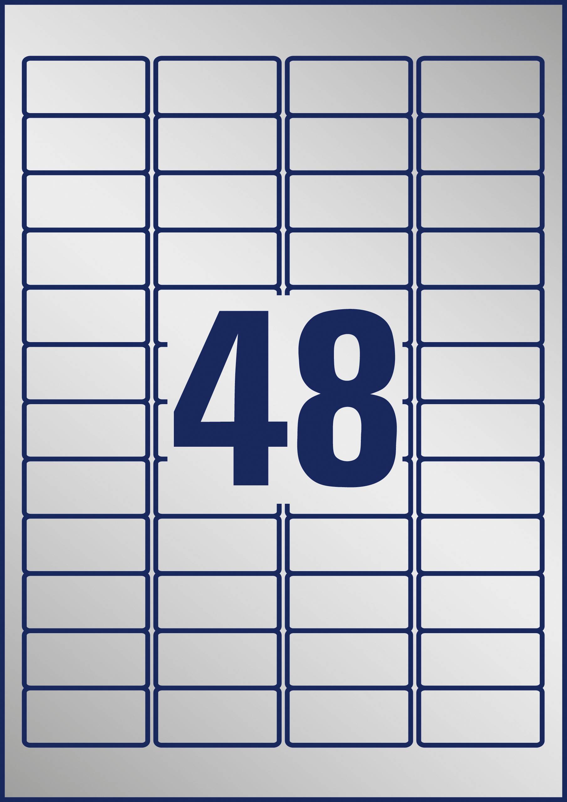 Eine Zahlentafel mit der Nummer '48' in der Mitte, umgeben von rechteckigen Feldern ohne weitere Markierungen.