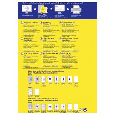 Avery-Zweckform L4718-20 Folien-Etiketten 70 x 37 mm Polyester-Folie Weiß 480 St. Permanent haftend Farblaserdrucker, La-9