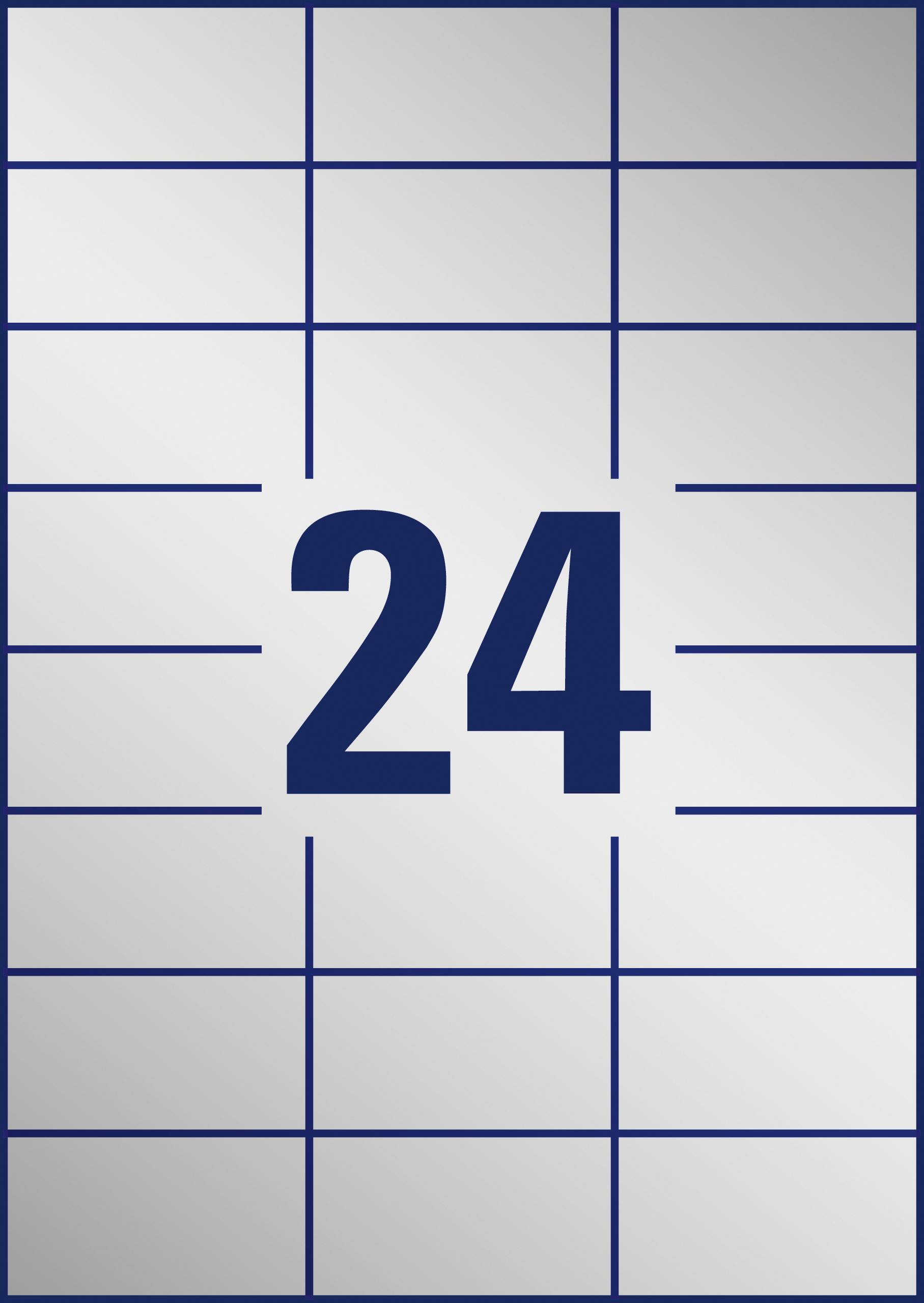 Die Zahl '24' in blauer Farbe in der Mitte eines weißen, rechteckigen Hintergrunds mit dunkelblauen Linien, die ein Raster bilden.