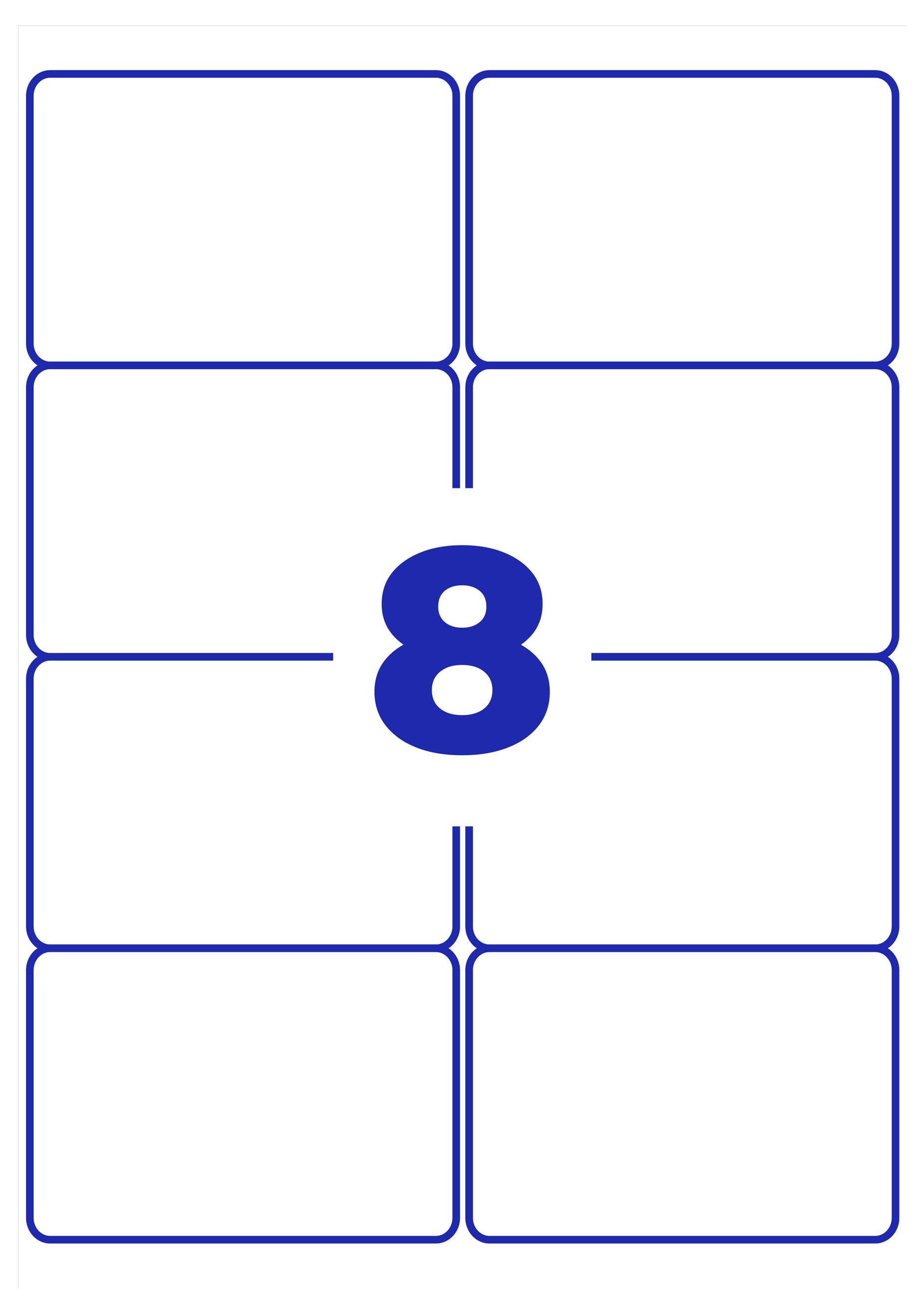 Diagramm mit sechs leeren, blau umrandeten Feldern um eine große blaue Zahl '8' in der Mitte.<br>