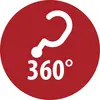 Rotes kreisförmiges Symbol mit einem weißen Fragezeichen über „360°", das eine 360-Grad-Ansicht oder ein interaktives Panorama anzeigt.