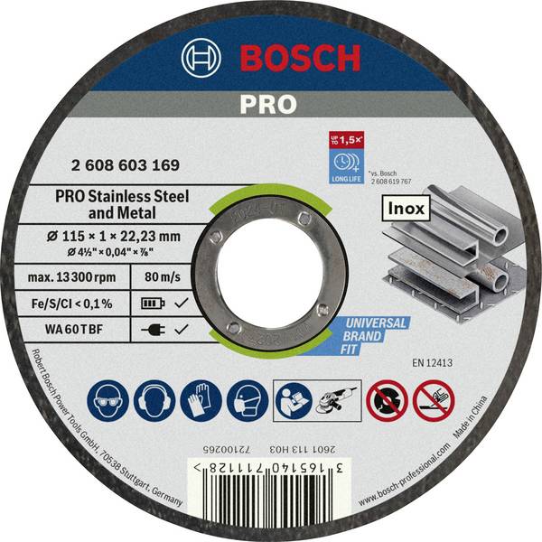 Bosch Accessories WA 60 T BF 2608603169 Trennscheibe gerade 115 mm 1 St. Stahl, Edelstahl