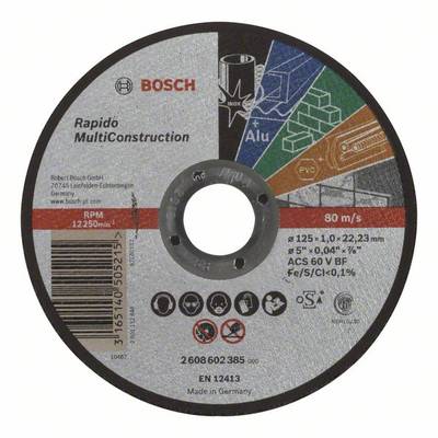 Bosch Accessories ACS 60 V BF 2608602385 Trennscheibe gerade 125 mm 1 St. Metall, Edelstahl, Buntmetalle, Stein, Marmor,