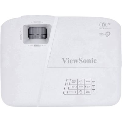 Projektor von ViewSonic mit Bedienelementen, Fokusrad und Logo.