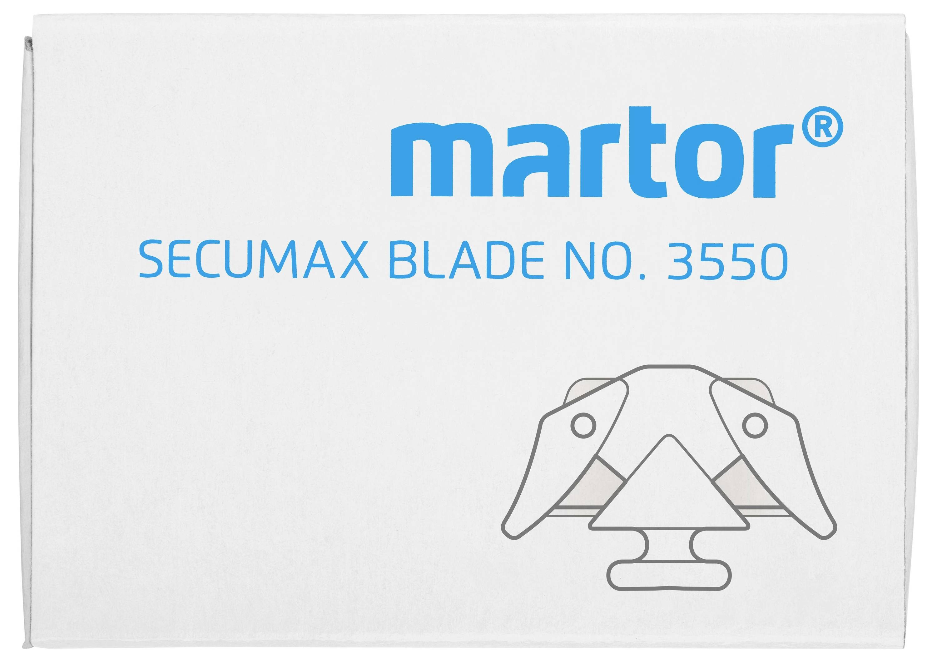 'Verpackung von Martor Secumax Blade No. 3550, zeigt ein Symbol für Ersatzklingen.'