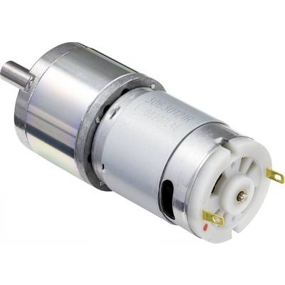 Ein Metall-DC-Motor mit Zahnradgetriebe. Er hat einen zylinderförmigen silbernen Körper und ist an einem Ende mit einem kleinen Wellenzapfen ausgestattet.