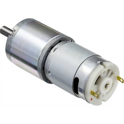Ein kleiner Elektromotor mit silbernem Gehäuse und Kunststoffteilen, geeignet für den Einsatz in Modellbau und Robotik.