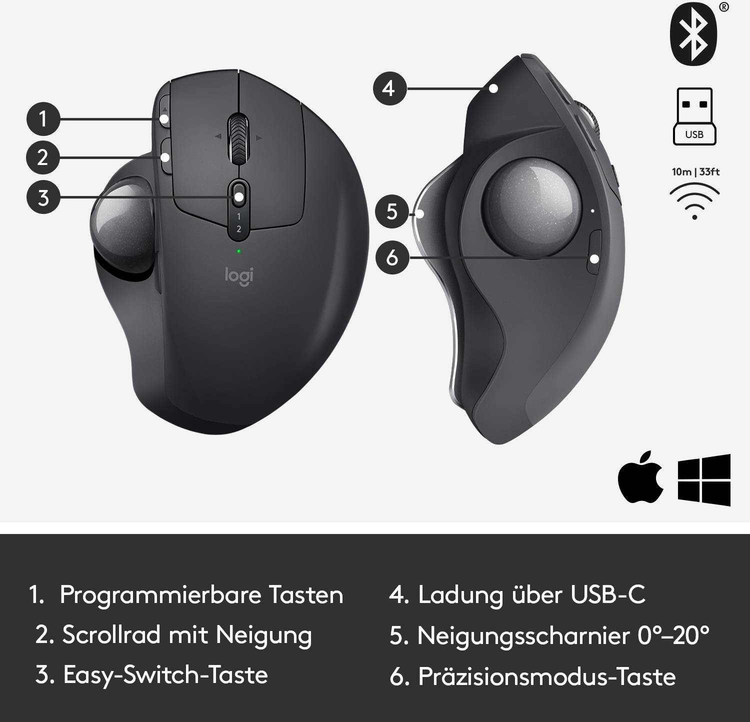 LOGITECH MX Ergo kabelloser Trackball-8