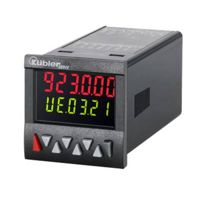 Digitales Panel-Messgerät mit roten und grünen LED-Displays, die „923.00" und „UE0.321" anzeigen, sowie Bedienungstasten an der Vorderseite