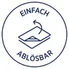 Ein Symbol zeigt ein Blatt, das sich mit einem Pfeil hebt. Text: 'Einfach ablösbar'.