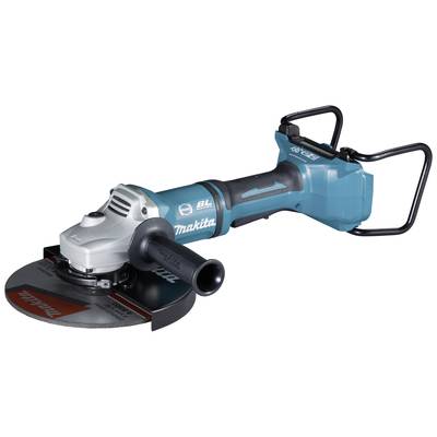 Eine blaue und schwarze elektrische Winkelschleifmaschine mit einem Griff und einer runden Schleifscheibe, geeignet für Heimwerkerprojekte.