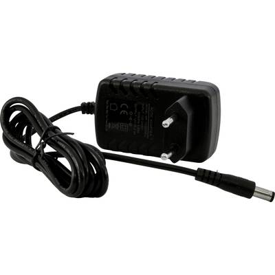Schwarzes Steckernetzteil mit Kabel und europäischem Stecker, geeignet für elektronische Geräte.