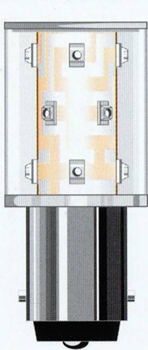 OSHINO LED-Lampe BA15D Rot 24 V/AC, 24 V/DC 6000 mlm OD­R01SM12B15­24