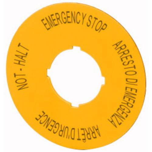 Thumbnail - Eaton M22-XBK11 Bezeichnungsschild (Ø x H) 60 mm x 60 mm NOT-HALT (de, en, fr, it) Gelb 1 St.