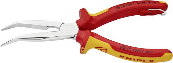 Knipex 26 26 200 T  Flachrundzange 40° gebogen Chrom-Vanadium Stahl 200 mm