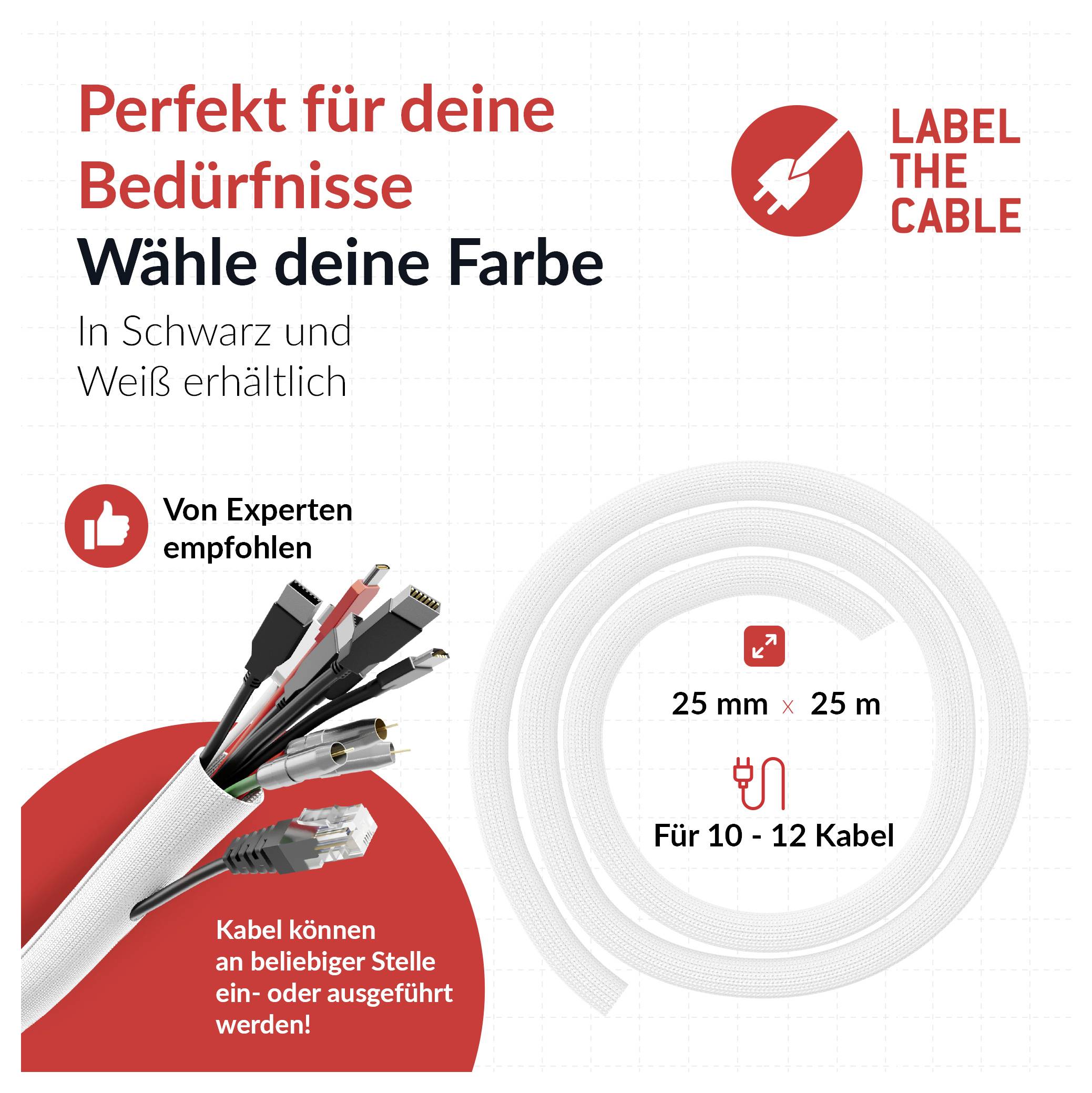 Label the Cable Kabelschlauch LTC CABLE TUBE PRO 5120 25 m Weiß-1