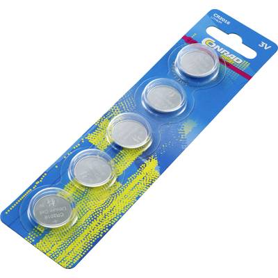 Conrad energy Knopfzelle CR 2016 3 V 5 St. 80 mAh Lithium