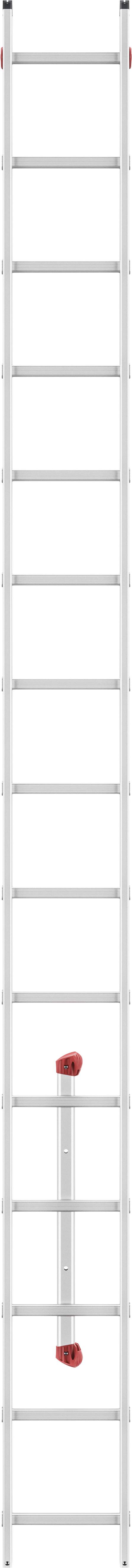 Ein 20-zeiliger vertikaler Kalender; drei Blasen in der Mitte markieren wichtige Daten.