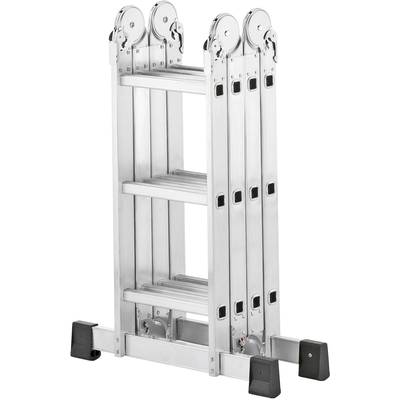 Mehrgelenk-Aluminiumleiter in zusammengeklappter Position, geeignet für vielseitige Anwendungen im Innen- und Außenbereich.