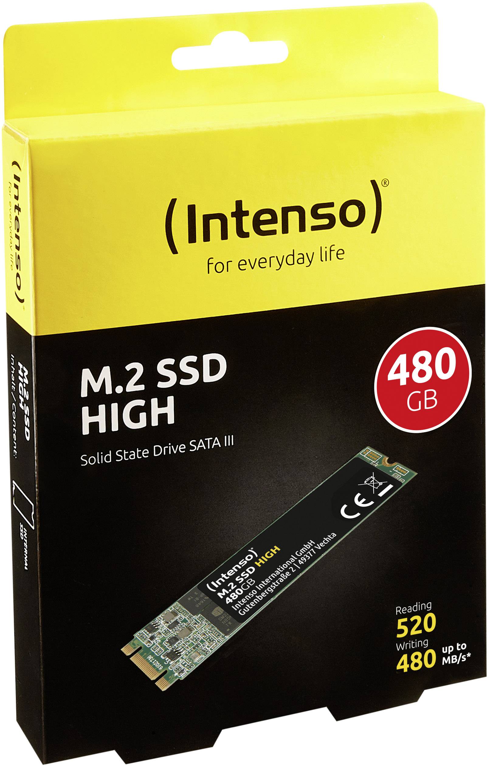 Intenso High Performance 480 GB Interne M.2 SATA SSD 2280 M.2 SATA 6 Gb/s Retail 3833450-1