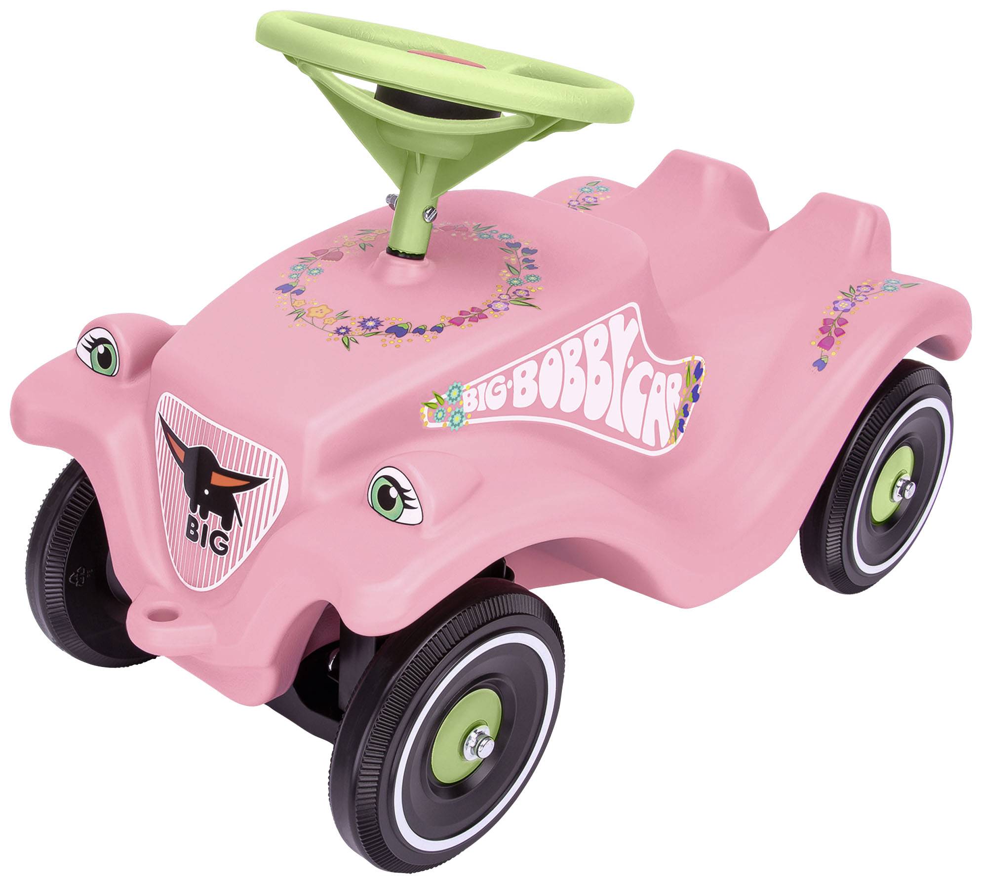BIG Bobby Car Classic Flower, 1 Jahr(e), 4 Rad/Räder, Kunststoff, Pink, Grün-0